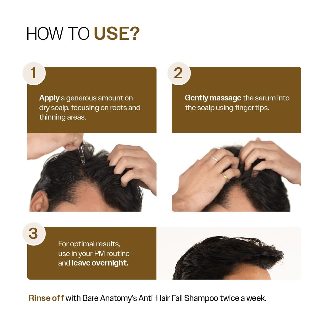 Bare Anatomy Expert Anti-Hair Fall Shampoo (100ml) & Advanced Hair Growth Serum (30ml) | Adenosine + Redensyl + Rice Water + Rosemary| Hair Growth & Hair Fall Control Combo for Women & Men