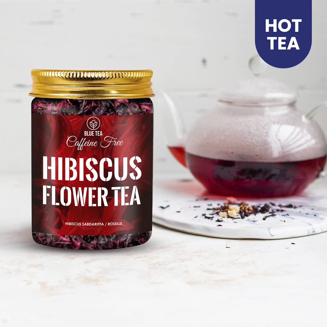 BLUE TEA - Combo Pack - Butterfly Pea Flower & Hibiscus Tea | ANTIOXIDANT RICH | Flower Based - Herbal Tea - Caffeine Free | Pet Jar Packaging