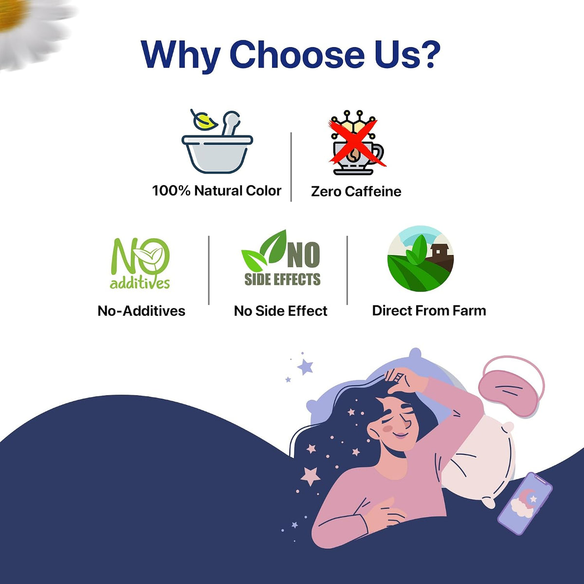 BLUE TEA - Sleep Time Tea - 30 Tea Bags - Plant Based | Helps with Insomnia, Snoring | Supports Deep Relaxation | Caffeine Free | Chamomile, Spearmint, Lemongrass | Ziplock Pack