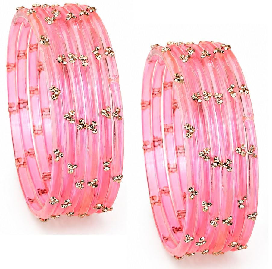 NMII Trending Glass Bangles Set With Zircon Gemstone For Women & Girls | Viral Kanch Ki Chudi | Best Gift For Women | Stylish Chooriyan Collection For Wedding Festive Party - Set Of 12