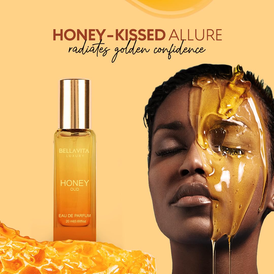 Bella Vita Luxury Honey Oud Unisex Liquid Eau De Parfum With Bergamot, Patchouli, Vanilla Premium, Long Lasting Sweet & Spicy Fragrance, 20ml