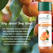 Biotique Bio Apricot Refreshing Body Wash | Keeps Skin Fresh and Clean | Brightens Skin and Reducing Dark Spots | 100% Botanical Extracts | Suitable for All Skin Types | 190ml