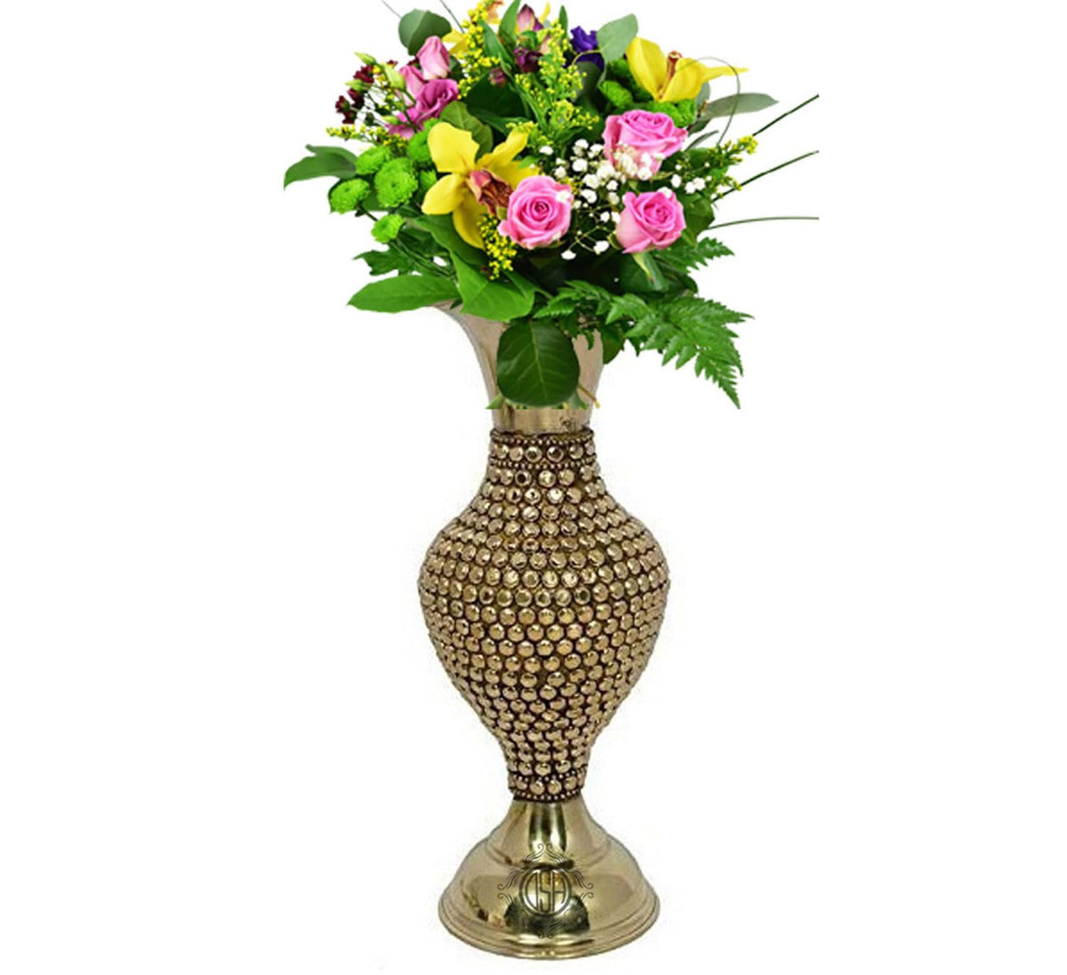 DSH Brass Flower Vase for Drawing Room and Bed Room Decoration Centerpiece for Table Flower Decorative showpiece (Medium)