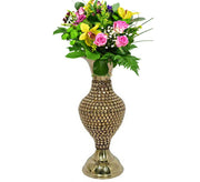 DSH Brass Flower Vase for Drawing Room and Bed Room Decoration Centerpiece for Table Flower Decorative showpiece (Medium)