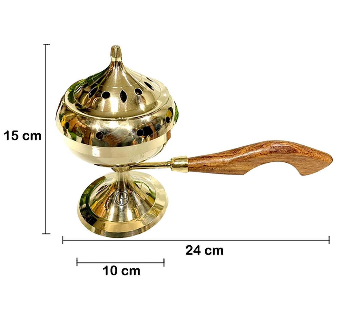 DSH Brass Loban Burner with Handle, Dhoop Dhuni Burner Sambrani Dhoop, Resin & Home Office Temple Prayer Butler. (Big)