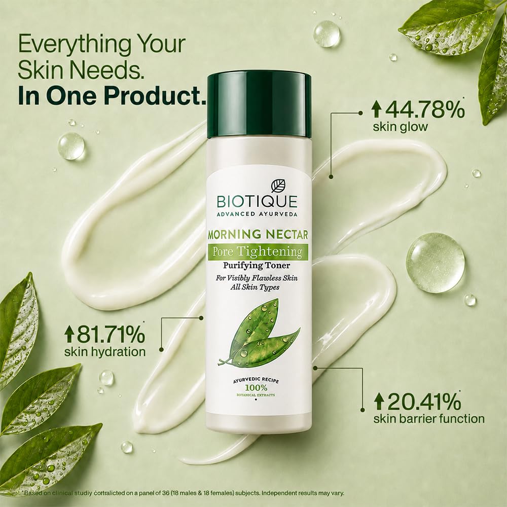 Biotique Morning Nectar Flawless Skin Moisturizer l Prevents Dark spots, Blackheads and Blemishes l Visibly Flawless Skin l Nourishes and Hydrates Skin l All Skin Types l 120ml