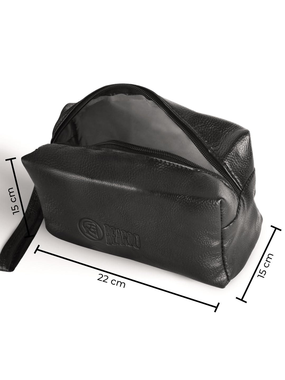 BEARDO Travel Friendly Pouch For Accessories|Stylish Toiletry Organizer Kit For Men & Women|Vegan Leather Waterproof Kit For Travel Essentials Cosmetic Bag,Unisex-Adults, 22x 15 x15 Centimeters, Black