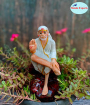 SHINDE EXPORTS shirdi saibaba Marble Idol Statue murti Home Murty for car Dashboard for Pooja Room (6.5 inches)