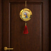 Diviniti 24K Gold Plated Radha Krishna & Bal Gopal Double Sided Hanging for Home Entrance Door, Vastu Spiritual Decor, Religious Hanging, Love, Blessings & Positive Energy Gift Item