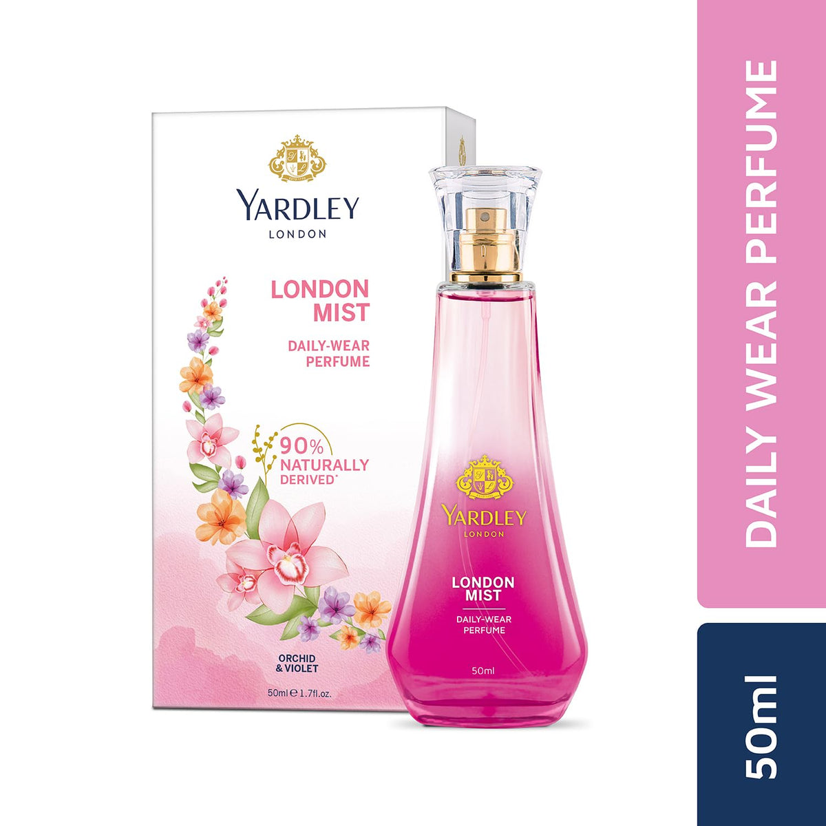 Yardley London London Mist Perfume| Floral & Ozonic Scent| 90% Naturally Derived| Orchid & Perfume for Women| 50ml