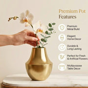 DSH Metal Flower Vase Decorative Narrow Neck Vase 6 Inch for Fresh & Artificial Flowers Living Room, Coffee Table & Home Decor Centerpiece