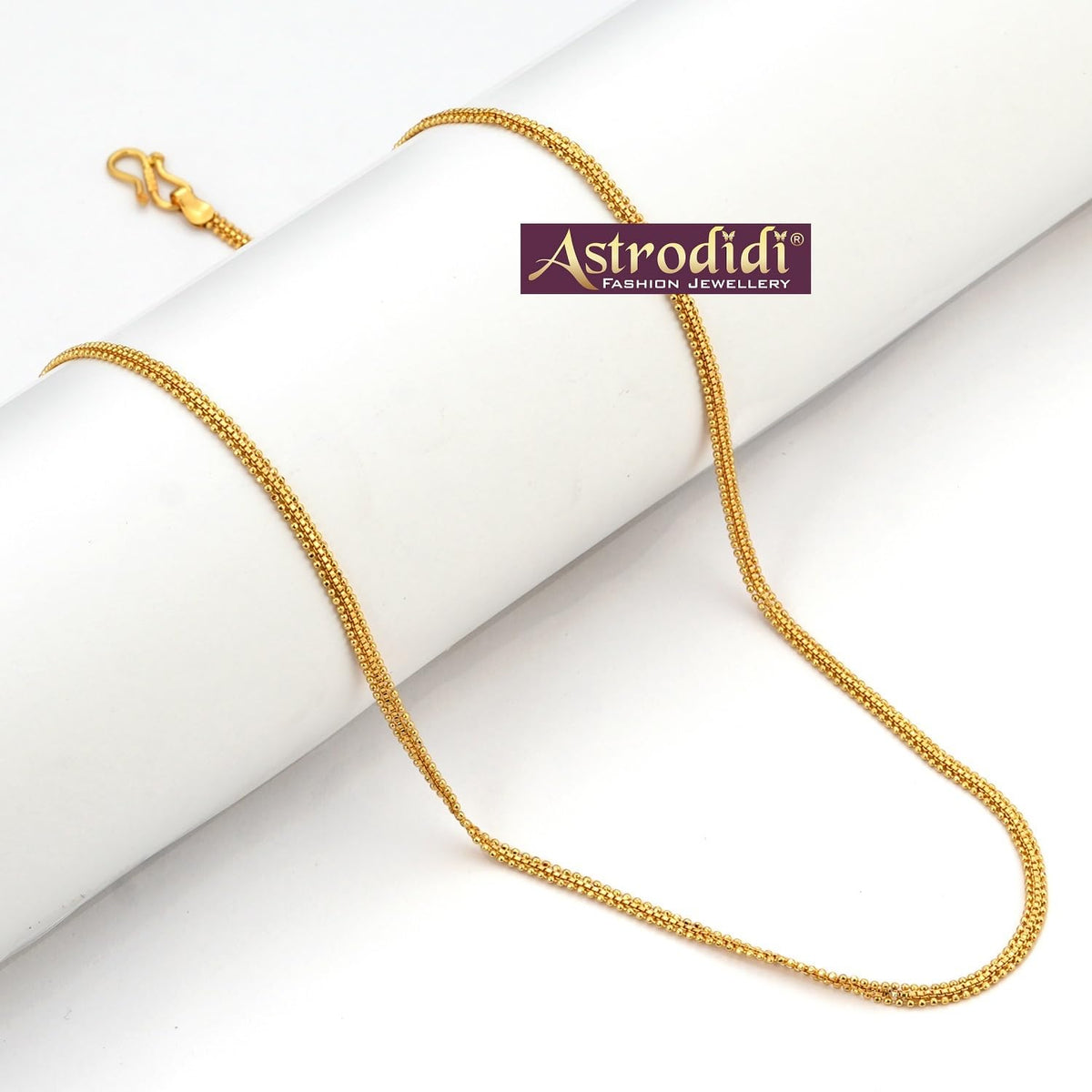 ASTRODIDI Gold Plated Chain | 24 Inch Stylish Light Weighted Golden Brass Neck Chain For Girls Women Men Boys (CHAIN-BALA-22)