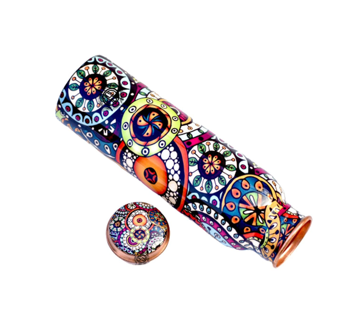 DSH Copper Bottles for 1 Litre Printed with Art Work, Travelling Purpose Bottles, Ayurveda Healing, 1000 ML (Design SM)