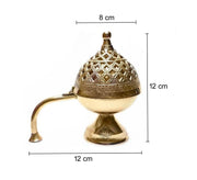 DSH Brass Dhuna Loban Burner Dhoop Dani Pot Bakhoor Holder Incense Holder Burner for Dhoop Stand Aroma Diffuser for Home Office Temple Puja.(Dom-sml)