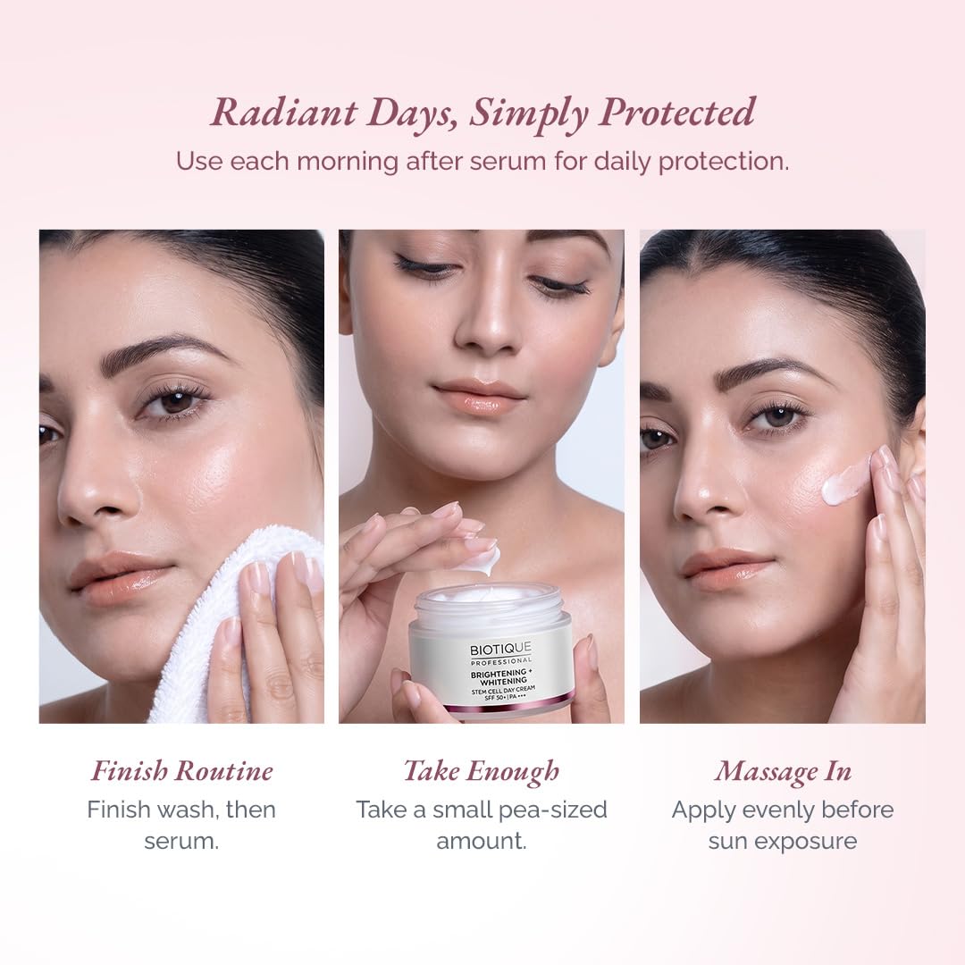 Biotique Professional Brightening + Whitening Stem Cell Day Cream SPF 30+ 50gm