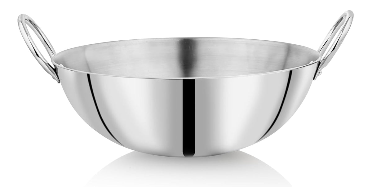 Vinod Brand Claro Heavy Gauge Stainless Steel Plain Kadhai, 2.5 MM(22 cm)