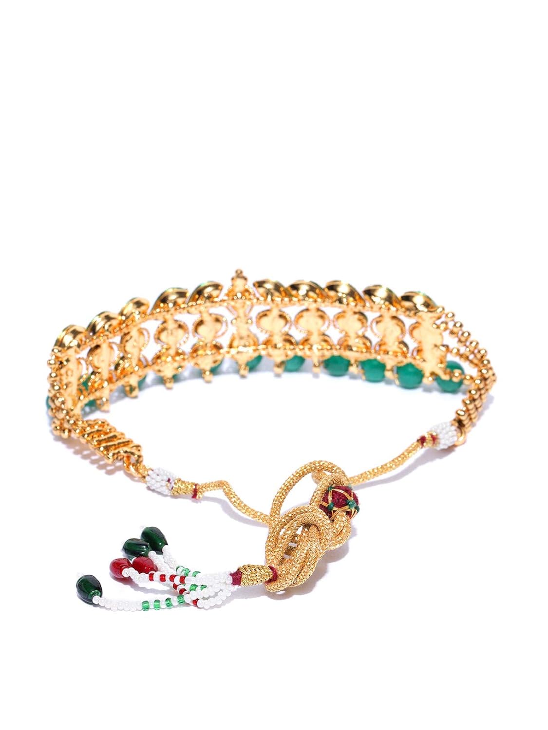 Priyaasi Green Beads And Kundan Choker Necklace Set With Earrings for Women