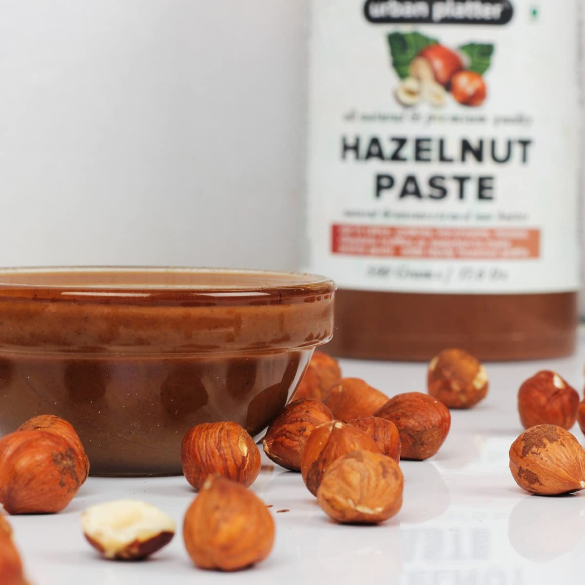 Urban Platter Hazelnut Butter (With Skin), 500g (Bold & Nutty Flavour | Single Ingredient | Keto-friendly | Unblanched Paste)
