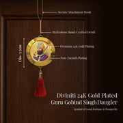 Diviniti 24K Gold Plated Guru Nanak Dev Ji & Guru Gobind Singh Ji Wall Hanging Double Sided | Sikh Religious Home Entrance Door Hanging, Mandir Decor, Spiritual Gift Item for Blessings