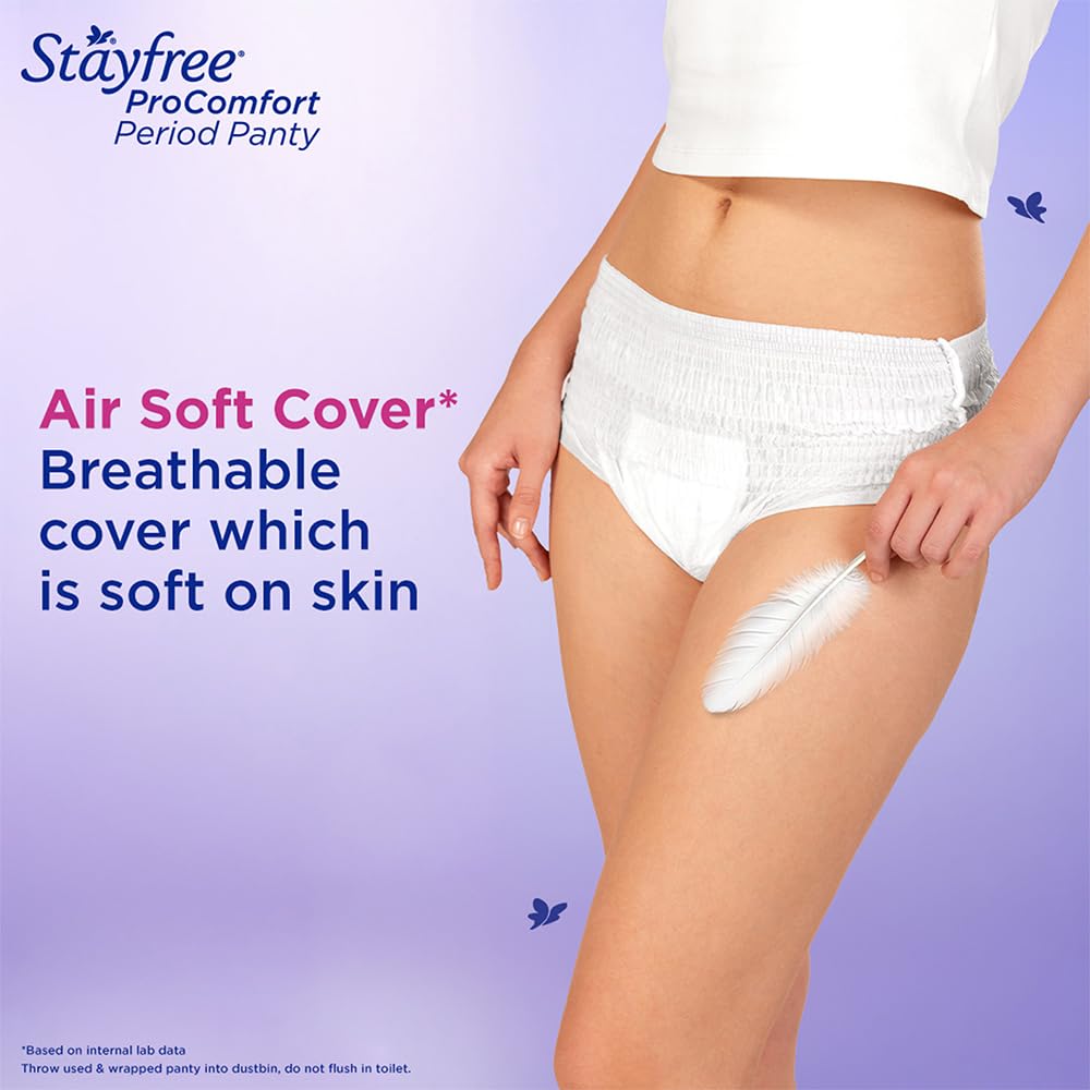 Stayfree ProComfort Period Panty for Women | Disposable Period Pants Pack of 5, XL - XXL | Air Soft Cover | 360° Leakage Protection for Heavy Flow | Snug Fit | Odour Control