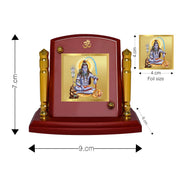 DIVINITI 24K Gold Plated Religious Car Dashboard Frame | Premium God Idol Frame for Car, Home Mandir & Office Table | Spiritual Gift, Decorative Showpiece | Shiva