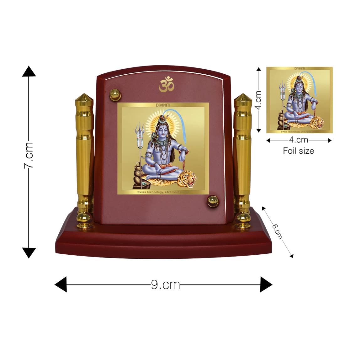 DIVINITI 24K Gold Plated Religious Car Dashboard Frame | Premium God Idol Frame for Car, Home Mandir & Office Table | Spiritual Gift, Decorative Showpiece | Shiva