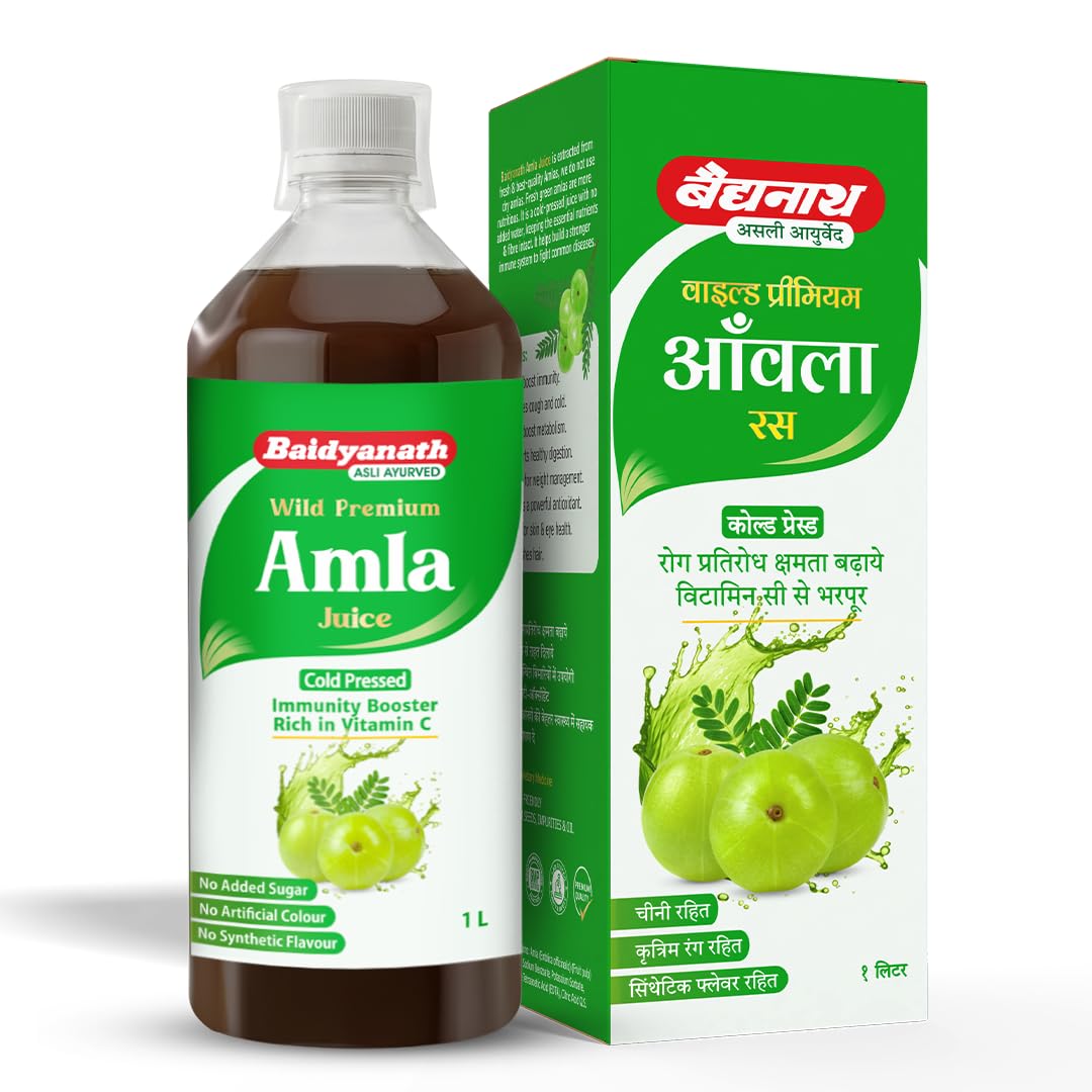 Baidyanath Amla Juice|Pitta-Balancing, Immune-Boosting Juice For Cough, Cold & Seasonal Illnesses|Antioxidant & Vitamin C Rich|Cold-Pressed|Supports Weight Management|1000 Ml