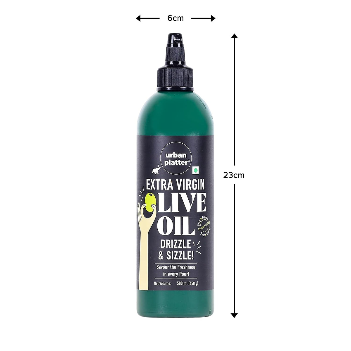 Urban Platter Extra Virgin Olive Oil in Squeezy Bottle, 500ml [Product of Italy | Convenient Squeezable Bottle | Argemone Oil Free]