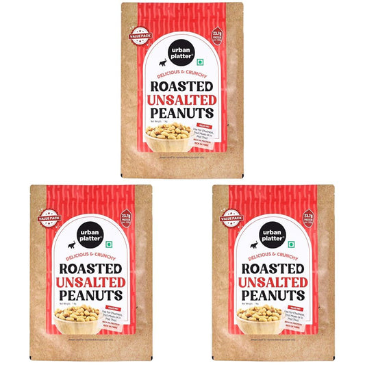 Urban Platter Roasted Unsalted Peanuts, 1kg (Skin Removed | Vacuum Packed | Product of Bharuch) (Pack of 3)