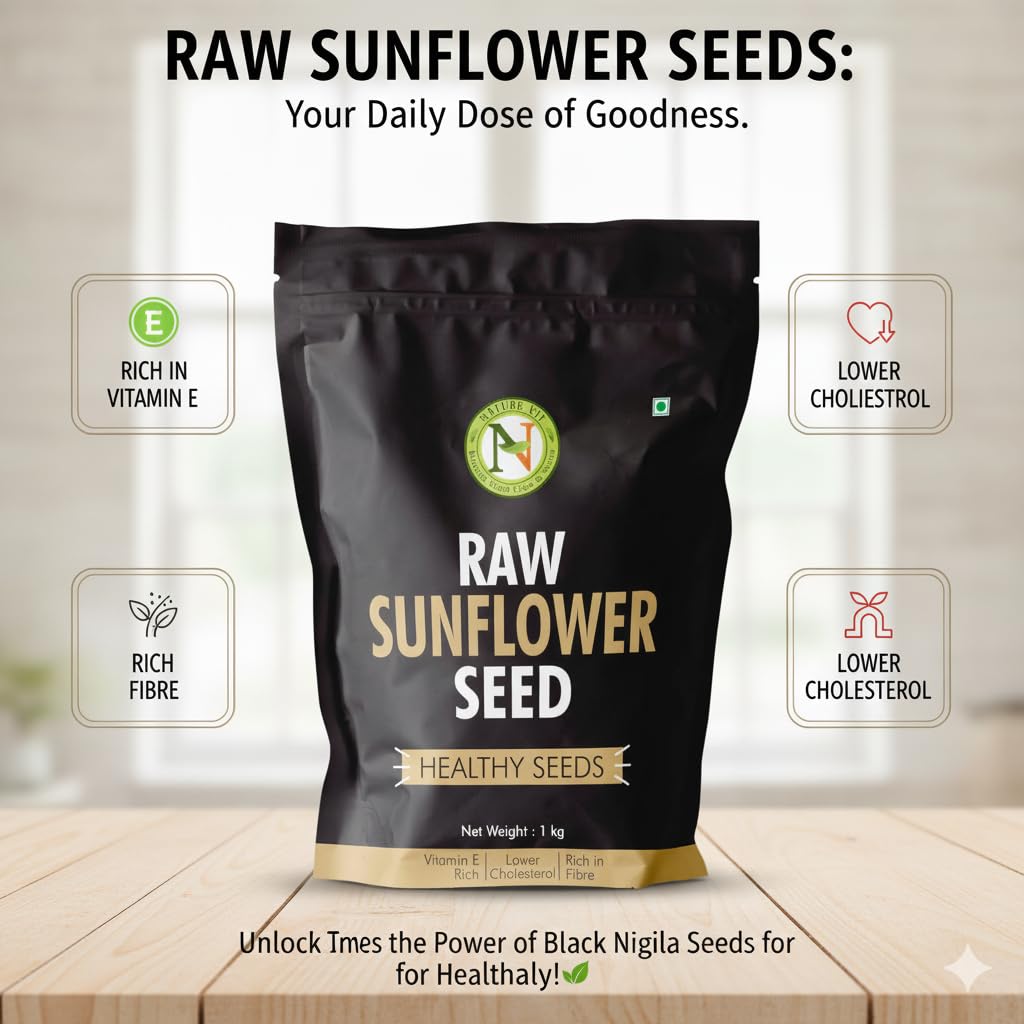 NatureVit Sunflower Seeds 1 Kg | Raw & Natural Super Seeds for Eating | Protein-Rich Healthy Snack | Ideal for Weight Loss & Diet Food