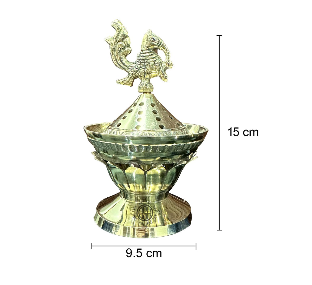 DSH Brass Incense Burner Dhoop Dani Peacock Bakhoor Holder Decorative Insence Burner for Home Purifying Office Temple Prayer Butler.(LBN-20-KAMALmor)