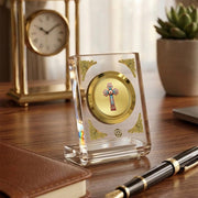 DIVINITI 24K Gold Plated Holy Cross Acrylic Frame for Car Dashboard, Home Temple & Office Table | Premium Spiritual Gift, Blessings for Protection & Positivity, 8x7 cm Decorative Showpiece