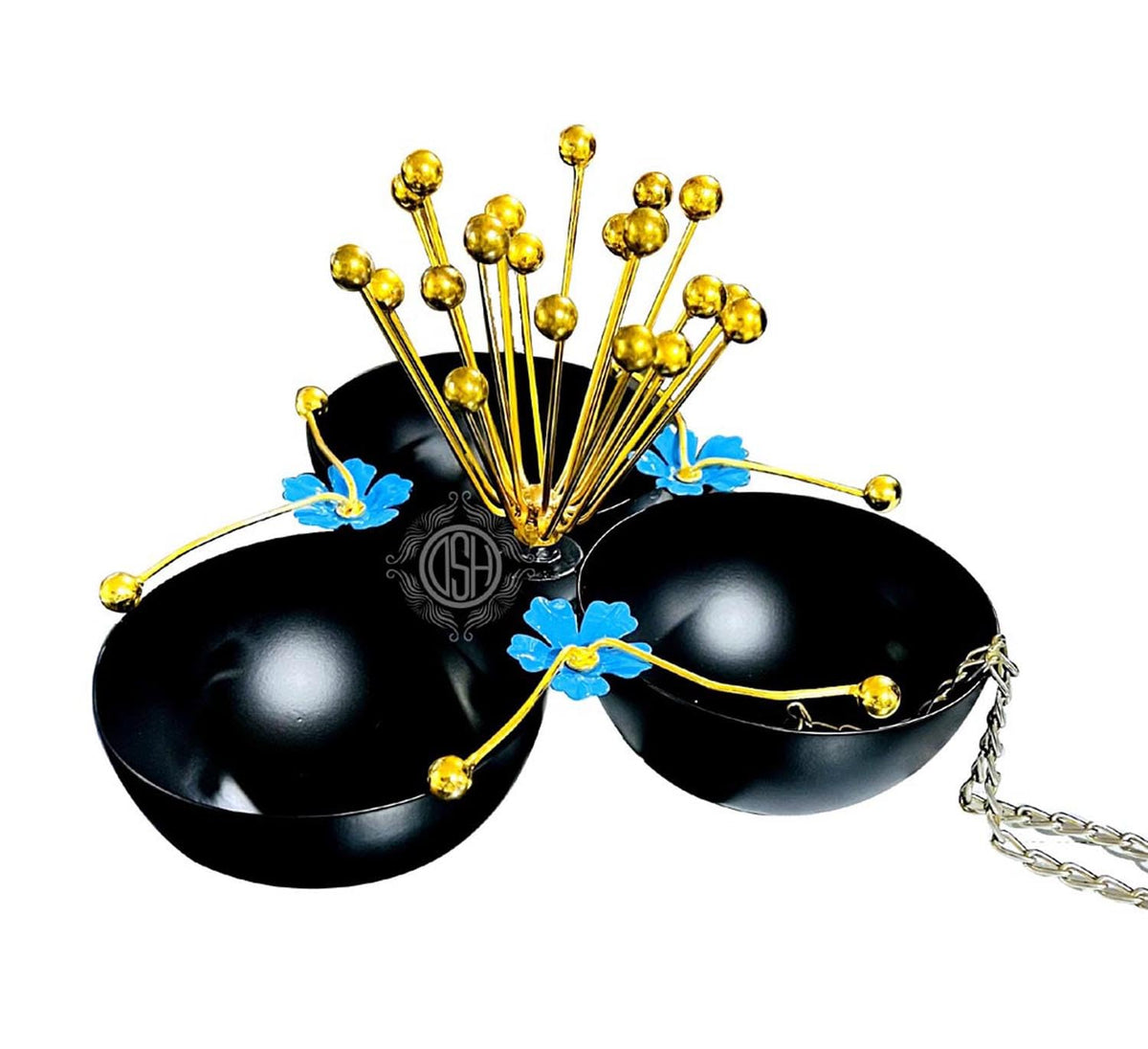 DSH Decorative Bowl Multi Utility Snacks Decorative and Serving Bowl Platter for Home Decor Gifting Item. (WRBWL-3BLOCK-BLK) (Black)