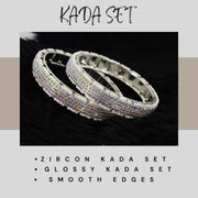 NMII Alloy Metal Traditional Pearls & American Diamond Stone Premium Bangles Set For Women and Girls | Stylish Party, Wedding, Festival, Occasion Fashion Jewellery-Set of 2