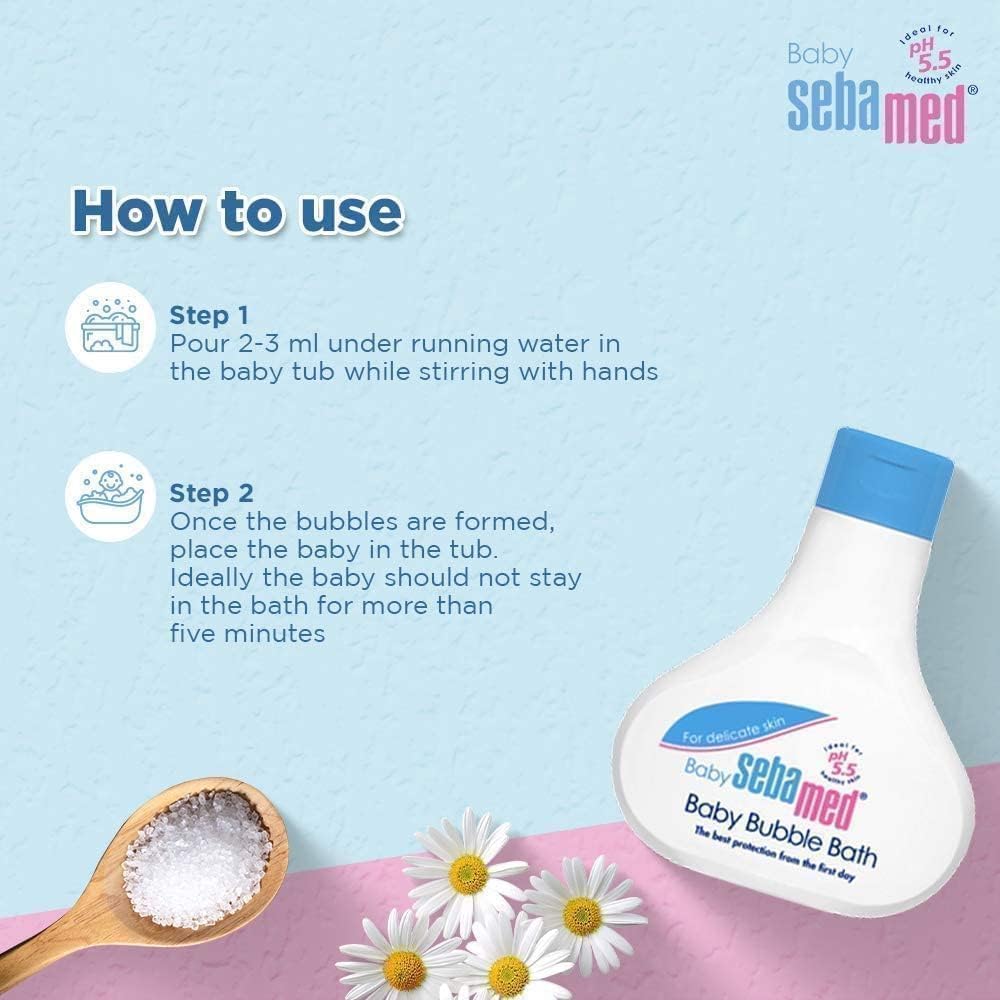 Sebamed Baby Bubble Bath|pH 5.5|With Chamomile|Soap Free|No Tears|200 ml (Pack of 3)