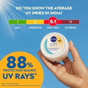 NIVEA Soft Daily SPF 15 Moisturizer | 88% UV Protection | Face & Body Cream for Healthy Glow in 5 Days | No White Cast | Vitamin E & Shea Butter | Lightweight, Quick Absorbing | 72H Hydration | 100ml