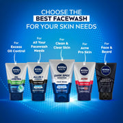 NIVEA MEN Acne Control Face Wash 50 g | With Magnolia Bark Extracts for 12 Hr Oil Control in Summer | Fights Dirt and Oil | For Oily Skin