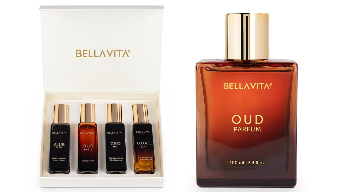 Bella Vita Luxury 4X20 Ml With Klub Oud Ceo G.O.A.T Woody Citrusy Oud Parfum Intense Liquid Perfume For Unisex With Carnation Vanilla Cedarwood Woody Oriental Long Lasting Fragrance,100 Ml,Brown