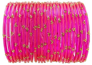 NMII Viral & Trendy Glass Bangles with Zircon Gemstone Work For Women & Girls | Designer Glass ki Chudi | Stylish Kanch Ki Choodi | Stylish Girl's Bangles Bracelet for Wedding, Party - Set of 24