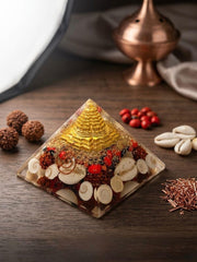 RUDRADIVINE Vaastu Gomati Chakra Lakshmi Shree Yantra Pyramid 2.5×2.5 Inch – Spiritual Wealth Pyramid for Meditation, Prosperity & Positive Energy