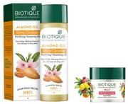 Biotique Almonmd Oil Deep Cleanse Purifying Cleansing Oil Face & Eye Makeup Remover For Normal to Dry Skin, 120ml & Biotique Bio Fruit Whitening/Brightening Lip Balm, 12g