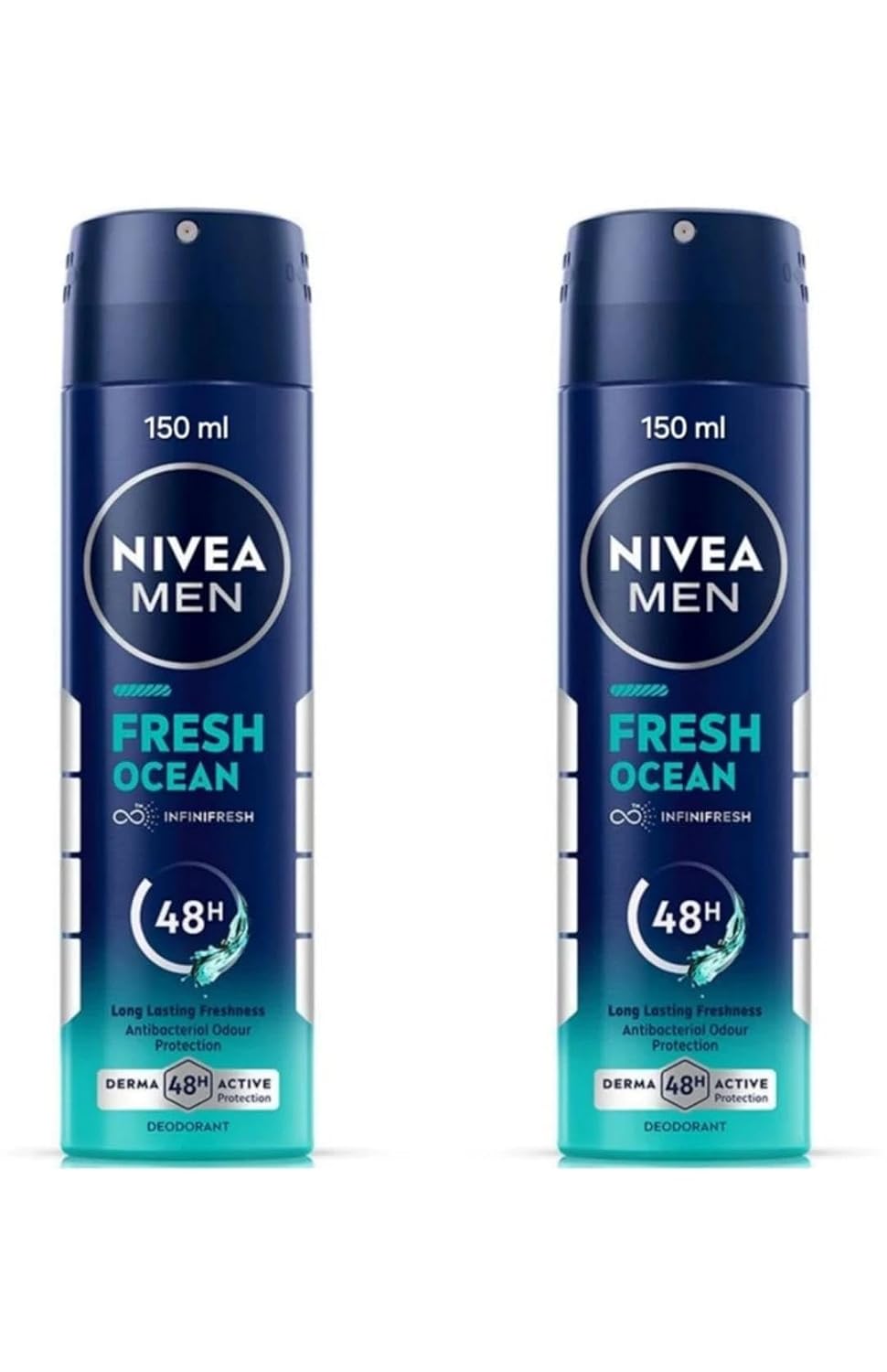 Nivea Men Deodorant Spray - Fresh Ocean (150Ml) (Pack Of 2)