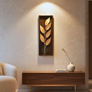 DSH Leaf Wall Art Panels Modern Rustic Home Décor Wall Hanging Sculpture for Living Room, Bedroom & Office (45X15 CM) Decoration Item (Titan Leaf, 1 Frame)