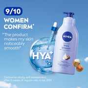 NIVEA Shea Smooth Body Lotion | Hyaluronic Acid & Shea Butter & Deep Nourish Serum Moisturizer | Lightweight Non-Greasy Body Cream | Body Moisturiser for 72H Hydration for Dry Skin | - 600ml