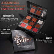 INSIGHT Glow Getter 3-in-1 Blusher, Highlighter & Contour Palette | Face Sculpting, Shimmer & Glow Makeup Compact | Long-Lasting, Travel-Friendly 28.8 g