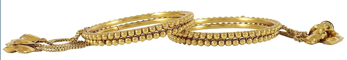 NMII Non-Precious Metal Base Metal with Ball Chain Linked Glossy Finished Kada Set For Women and Girls