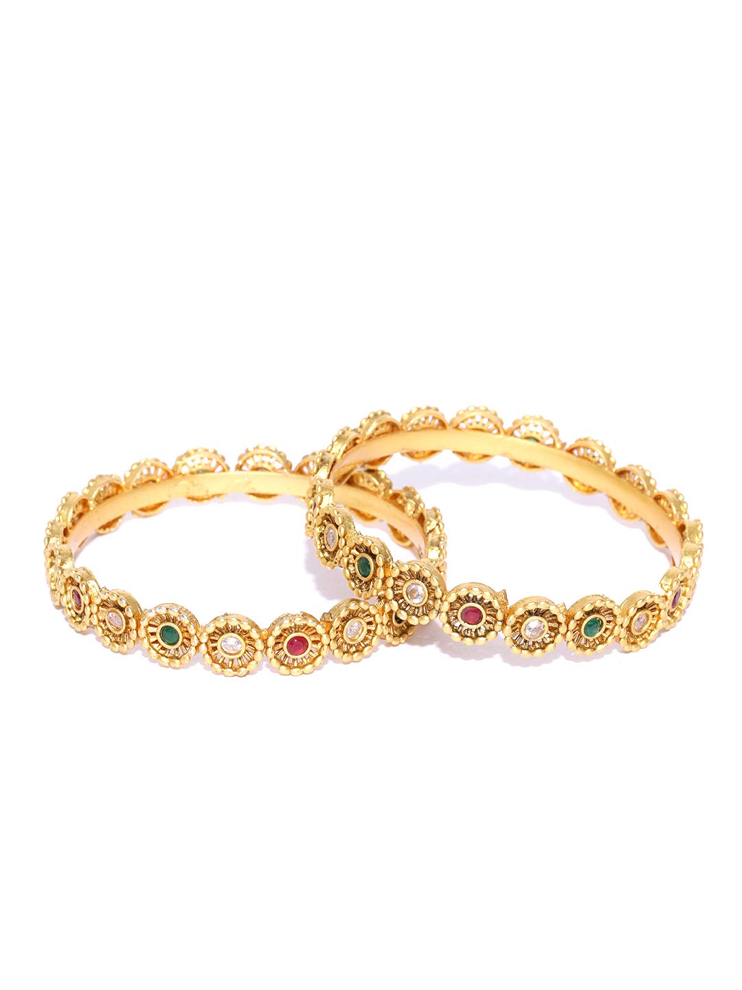 Priyaasi Gold-Plated Traditional Bangles with Coloured Stone for Wome(Multi and Gold)