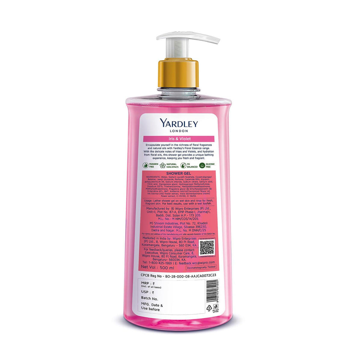 Yardley London| Shower Gel| Floral Essence| With Natural Floral Oils Of Iris & Violet| No Parabens| No Silicones 500ml