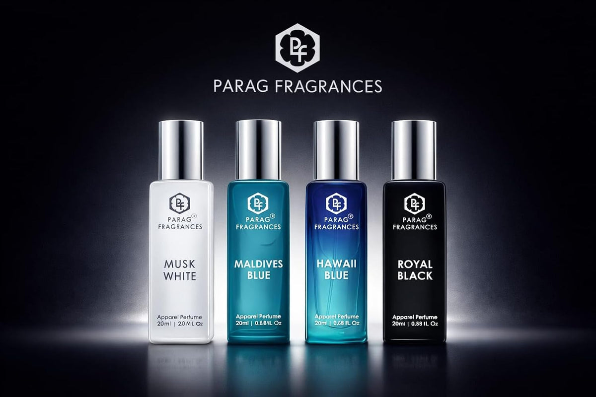 Parag fragrances Unisex Magnifique Liquid Perfume Gift Set/Long Lasting Perfumes For Men & Women/Set Of 4 Pc Of 20Ml Each/Total 80Ml (Musk White, Maldives Blue, Hawai Blue, Black Royal)