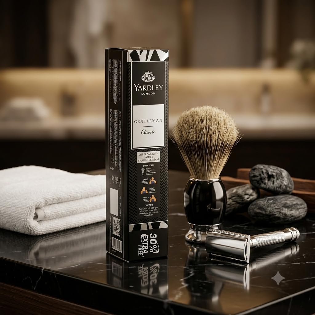 Yardley London Gentleman Classic Super Smooth Lather Shaving Cream with Charcoal | Rich Creamy Lather for Smooth & Comfortable Shave | Refreshing Fragrance | Men's Shaving Cream | 78g Each (Pack of 3)